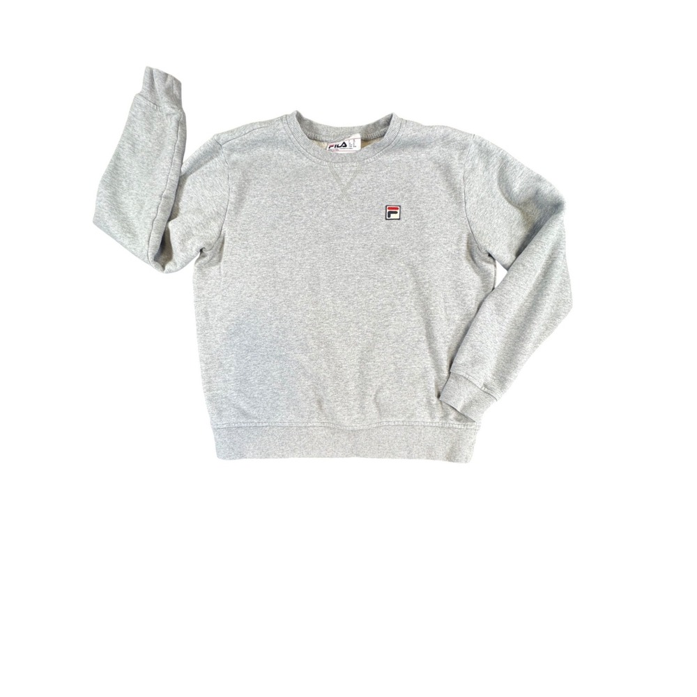 Fila Mens Crewneck Sweatshirt Heather Gray Embroidered Logo Size Medium